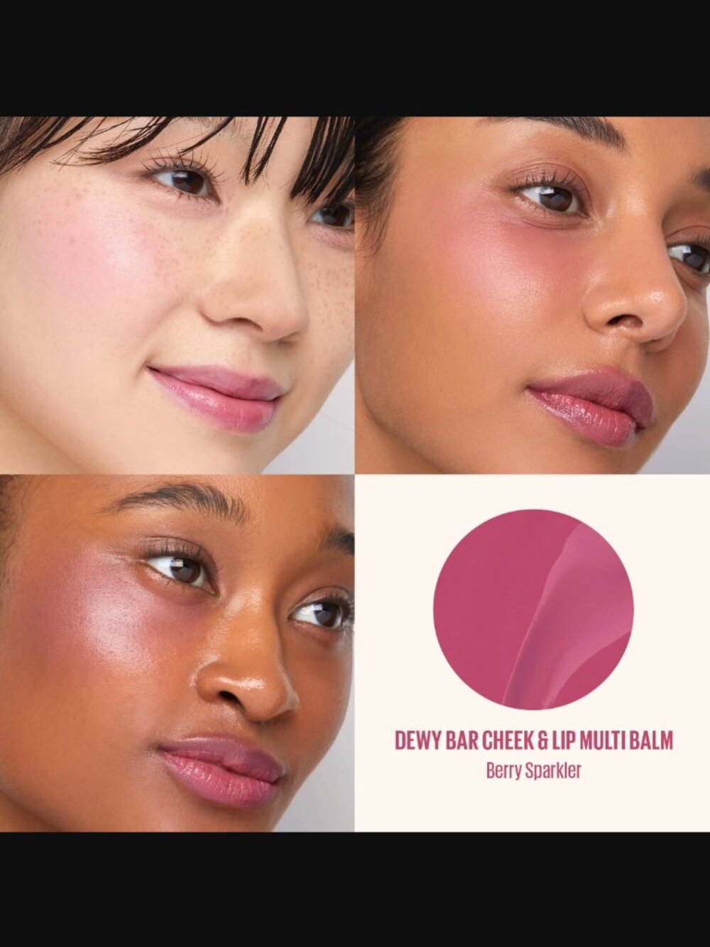 ❣️2/$36 NIB Kaja Beauty Dewy Bar Cheek & Lip Multi Balm Shade Berry Sparkler